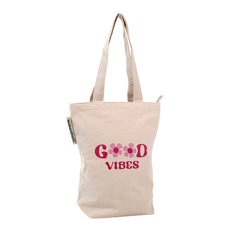 Tote bag met rits Good Vibes