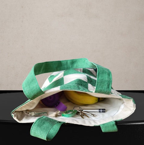 Totebag keyring met upcycled karabijnhaak