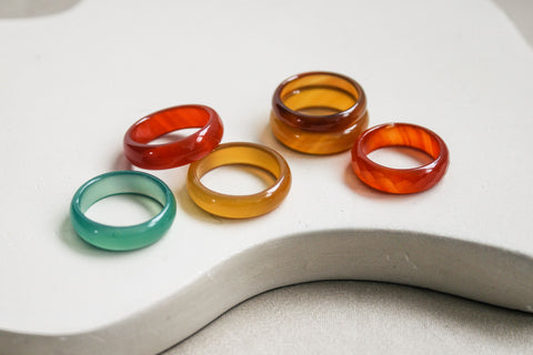 'Sorel' Rode Agaat Ring (US 7.5, 17.7mm)