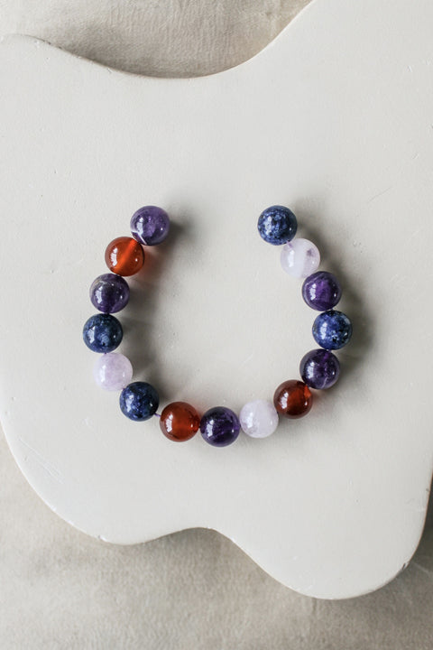 'Julie' Edelsteen Armband met Amethist, Blauwe Jaspis en Agaat