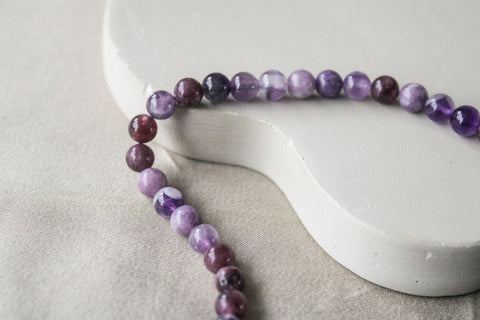 'Mabel' Lepidoliet en Amethist Ketting