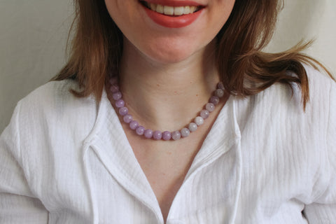 Amethist en lepidoliet ketting 'Josie'