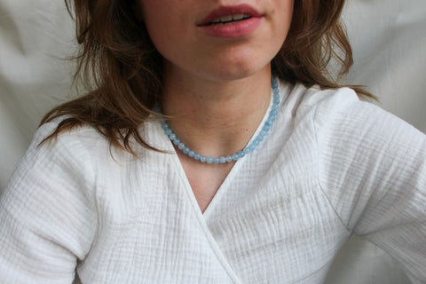 'Mabel' Aquamarijn Ketting