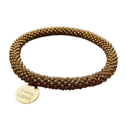 Luna-Leena armband rol goud - 14+ - glaskralen - hand gehaakt in Nepal