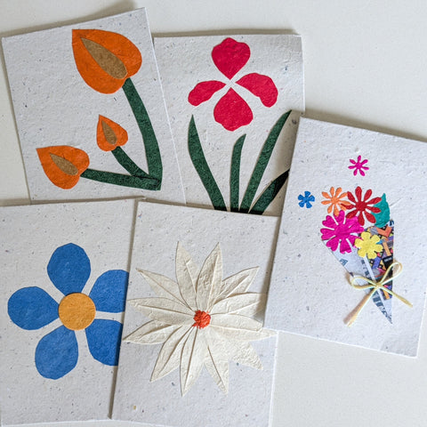 Handmade Recycled Paper Greeting Cards – Pack of 5