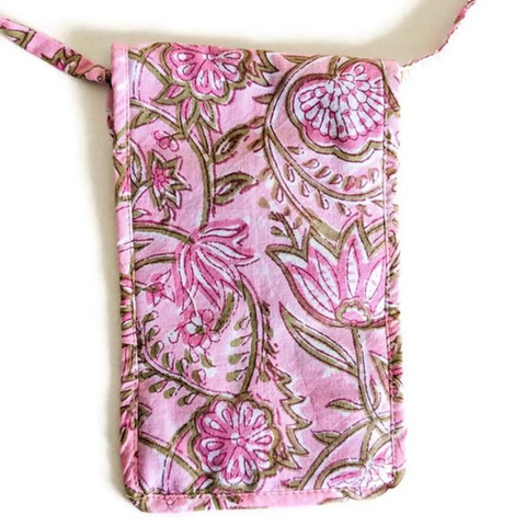 back view of pink mobile purse