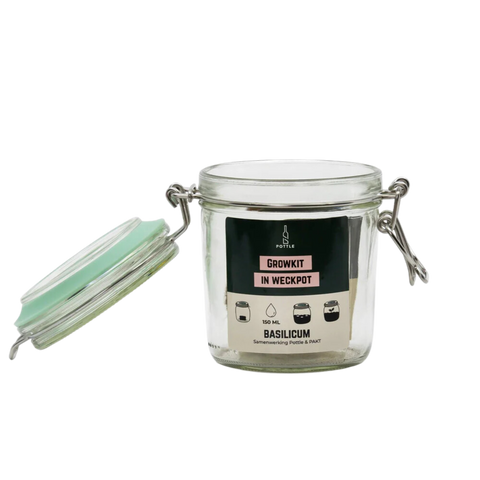 Growkit in duurzame weckpot - Basilicum