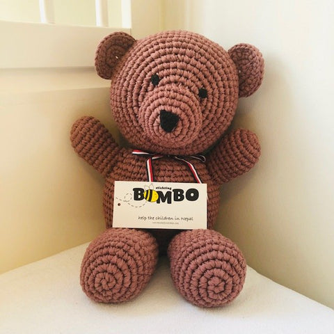 Luna-Leena beer groot - bruin - dik katoen - hand gehaakt in Nepal