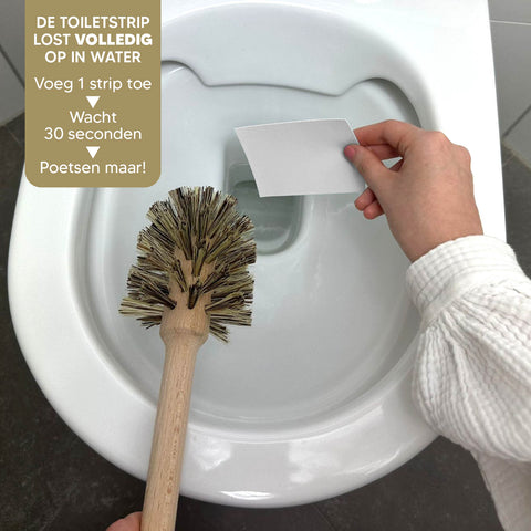 Biologische toiletreiniger strips voor een frisse wc, wc reiniger zonder chemische stoffen.