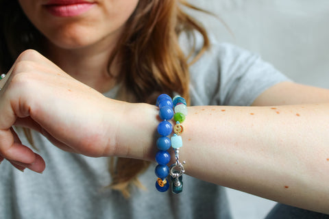 'Lara' Edelsteen Armband met Amazoniet en Jade