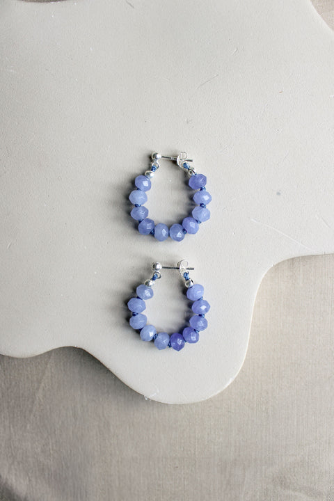 'Kae' Blauwe Chalcedoon Oorbellen