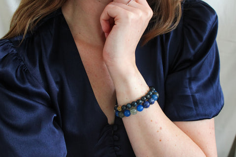 'Julie' Gemstone Bracelet with Blue Agate and Labradorite