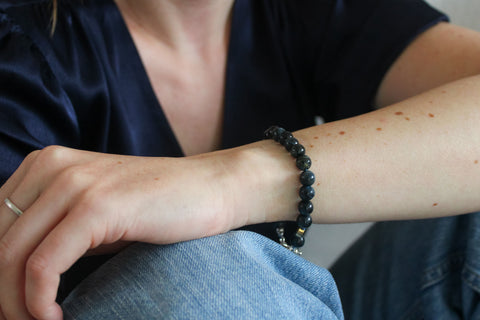 'Zephyr' Blauwe Obsidiaan Armband