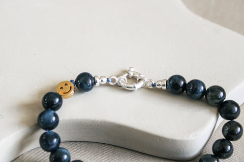 'Zephyr' Blauwe Obsidiaan Armband