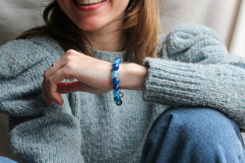 'Eloise' Blauwe Agaat Armband