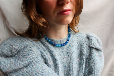'Eloise' Blauwe Agaat Ketting