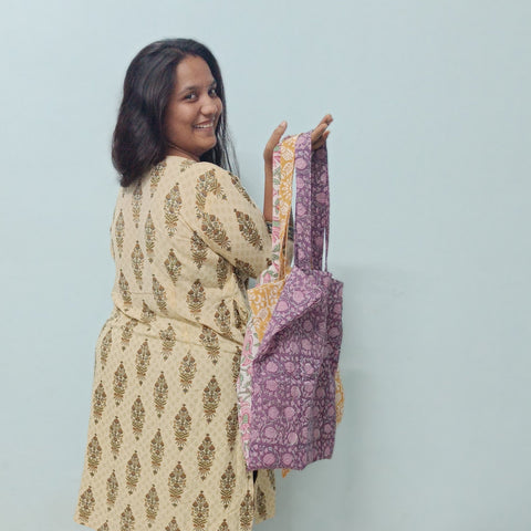 Block Printed Cotton Tote Bag: Ethically Handmade in India