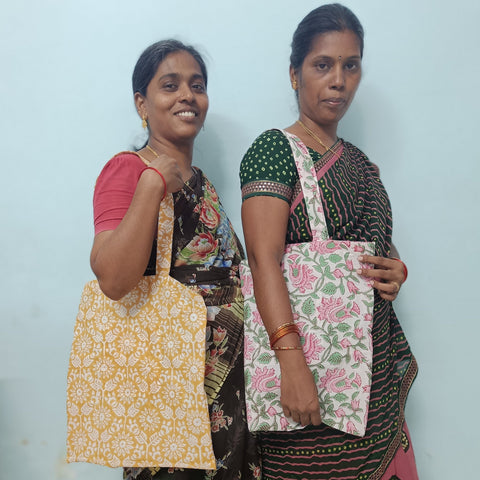 Block Printed Cotton Tote Bag: Ethically Handmade in India