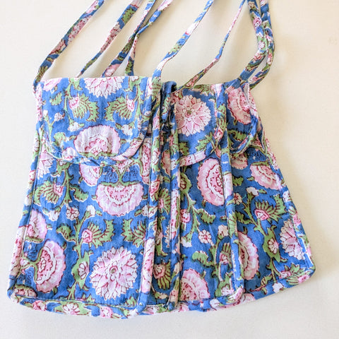 Blue Block-Printed Crossbody Mobile Phone Cell Phone Bag With Slim Pocket