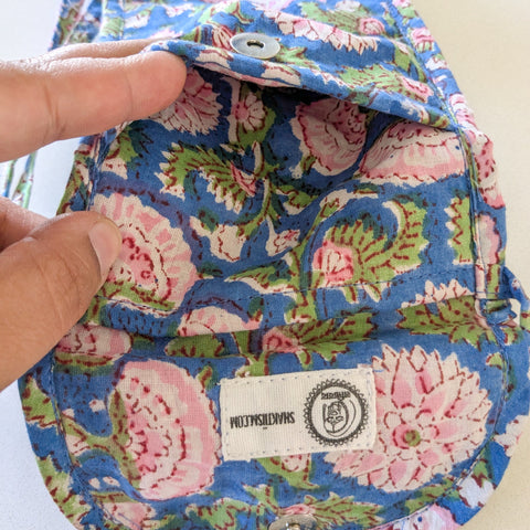 Blue Block-Printed Crossbody Mobile Phone Cell Phone Bag With Slim Pocket