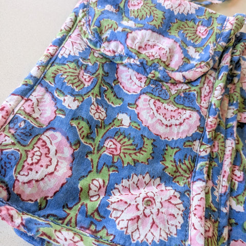 Blue Block-Printed Crossbody Mobile Phone Cell Phone Bag With Slim Pocket