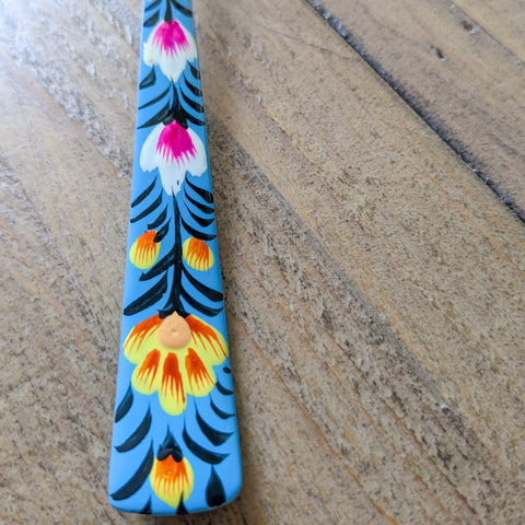 Hand-Painted Stainless Steel Tablespoons with Floral Patterns