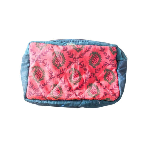 Large colourful upcycled sari box pouches