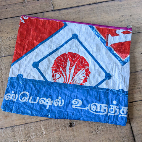 Recycled rice bag zipper pouches 