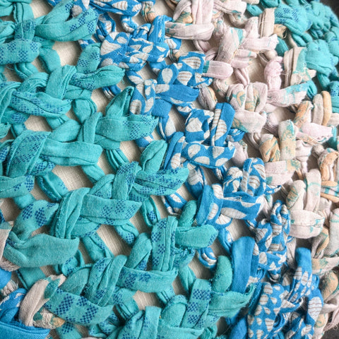 blue chunky knit cushion cover