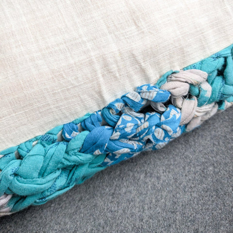 blue chunky knit cushion cover