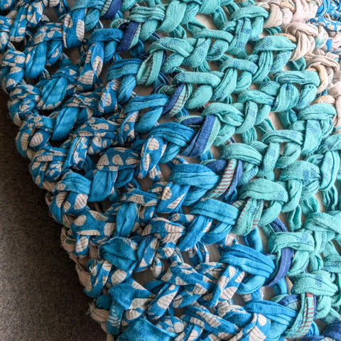 blue chunky knit cushion cover