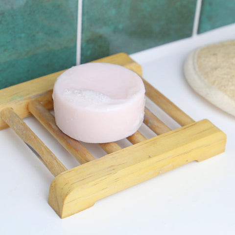 natural body bar lavender showing on the bath side