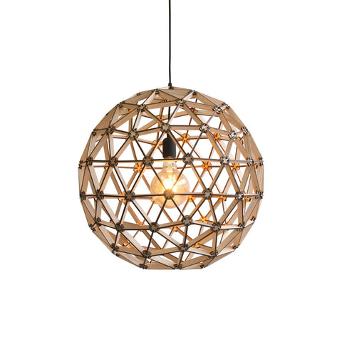 bollelamp hanglamp hout bol rond groot binthout