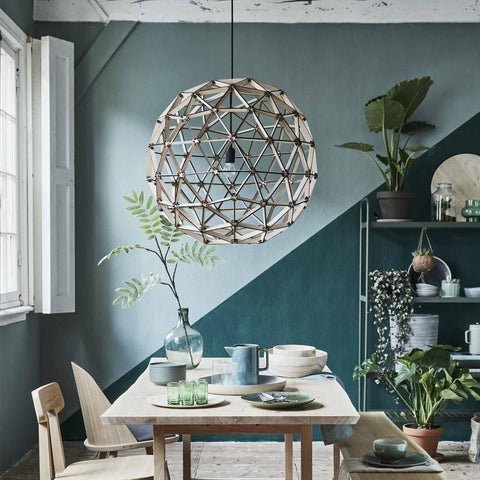 vtwonen bollelamp 75cm houtkleur hanglamp groot