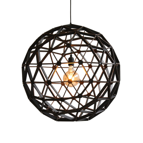 bollelamp hanglamp van hout zwart rond bol groot