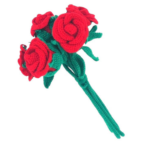 Luna-Leena bouquet rozen multi - 5 bloemen - wol - hand gehaakt in Nepal