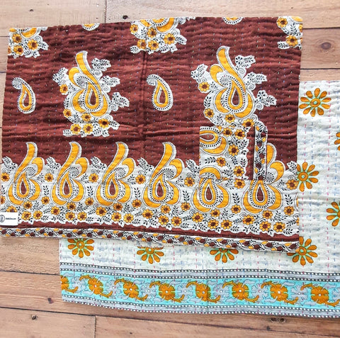 Sari placemats, handmade, set of 2, table mats, reversible