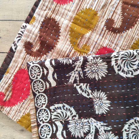 Sari placemats, handmade, set of 2, table mats, reversible