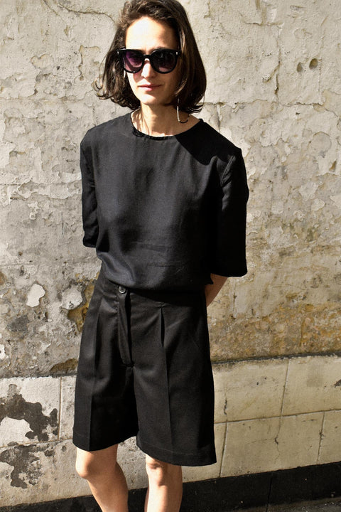 BUNDLE Palmyra Blouse + Sanchi Shorts BLACK - Fransje Sophie