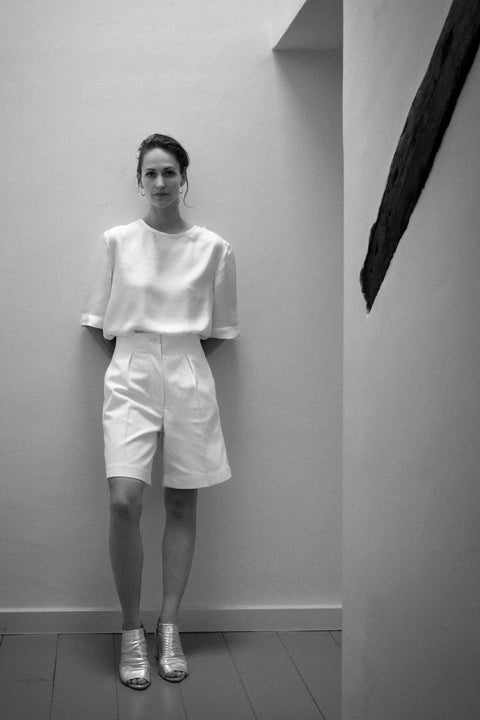 BUNDLE Palmyra Blouse + Sanchi Shorts WHITE - Fransje Sophie