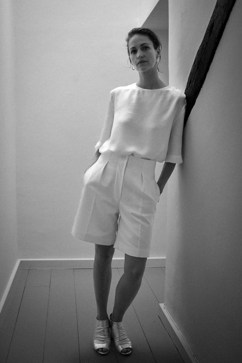 BUNDLE Palmyra Blouse + Sanchi Shorts WHITE - Fransje Sophie