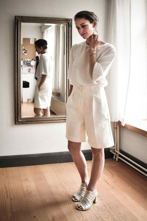 BUNDLE Palmyra Blouse + Sanchi Shorts WHITE - Fransje Sophie