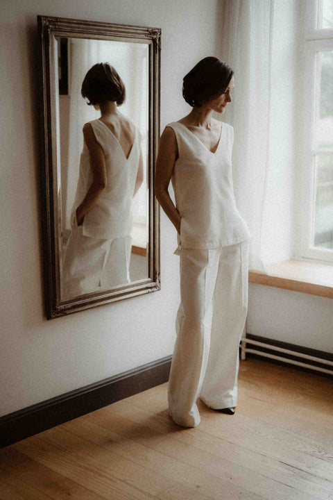 BUNDLE Sanchi Pants + Caral Top WHITE - Fransje Sophie