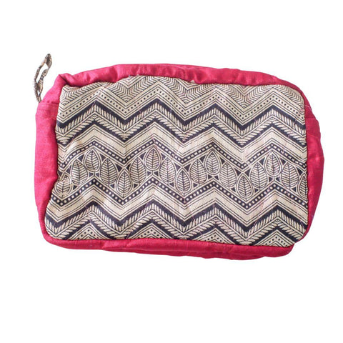 Large colourful upcycled sari box pouches