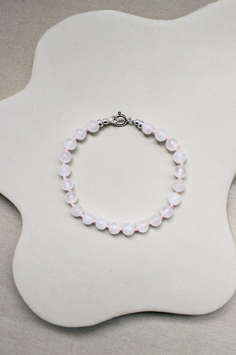 Roze calciet armband 'Inès'