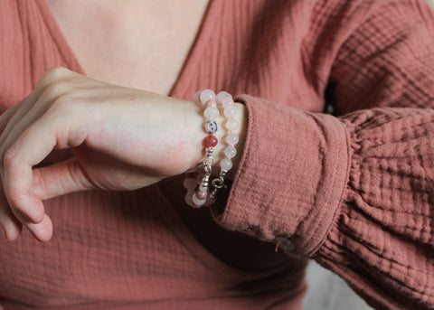 Roze calciet armband 'Inès'