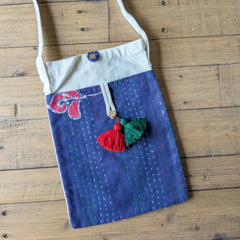 Handmade Fold-over Cotton Canvas Crossbody Sling Bags