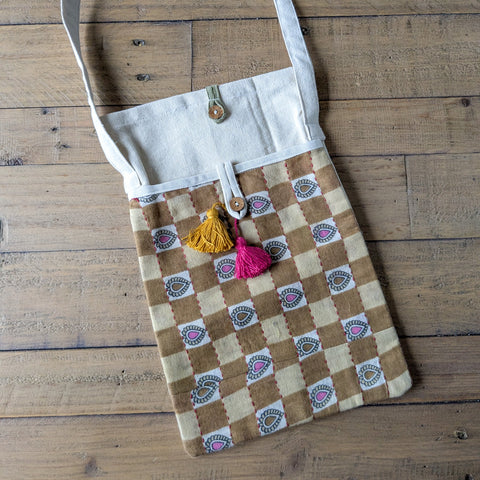 Handmade Fold-over Cotton Canvas Crossbody Sling Bags