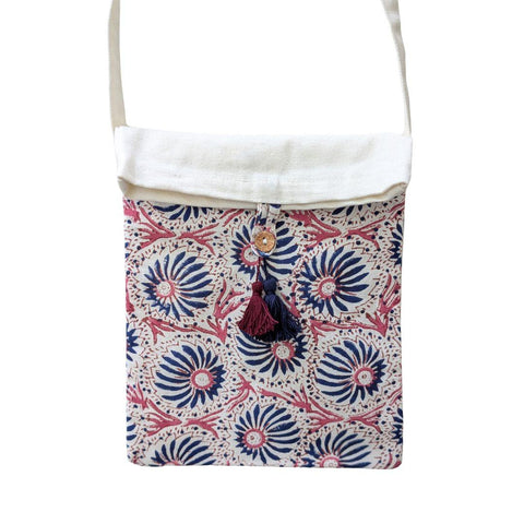 Handmade Fold-over Cotton Canvas Crossbody Sling Bag