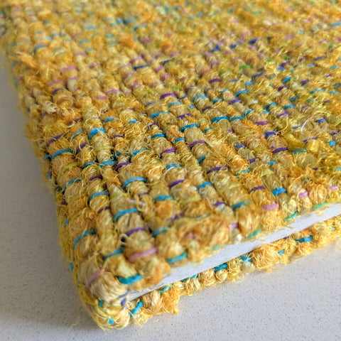 yellow woven fabric a5 notebook